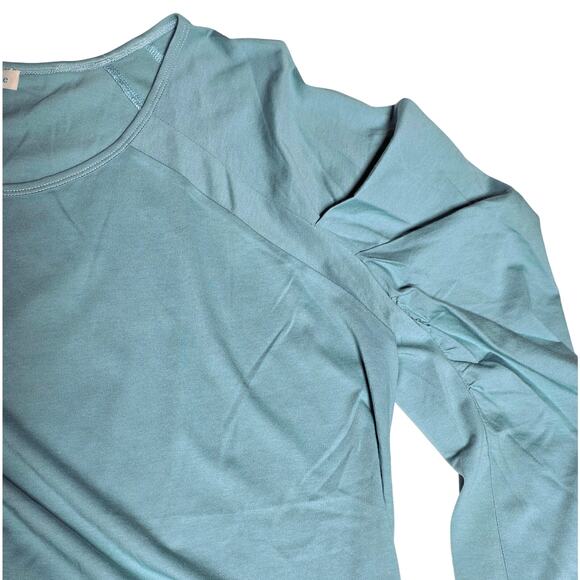 Sundance Cascading Puff Long Sleeve Top Sz XL Green Blue Raglan Pullover Top - Picture 5 of 9